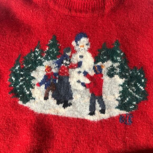 Vintage Jones New York Sport 100% Lambs Wool Christmas Winter Snowman Sweater - Picture 3 of 8